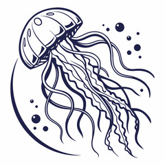 Jellyfish mascot logo vector silhouette 