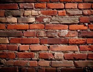 Obraz premium A vintage-inspired atmosphere with an aged brick wall background rustic charm interior design textured environment close-up view of uneven bricks