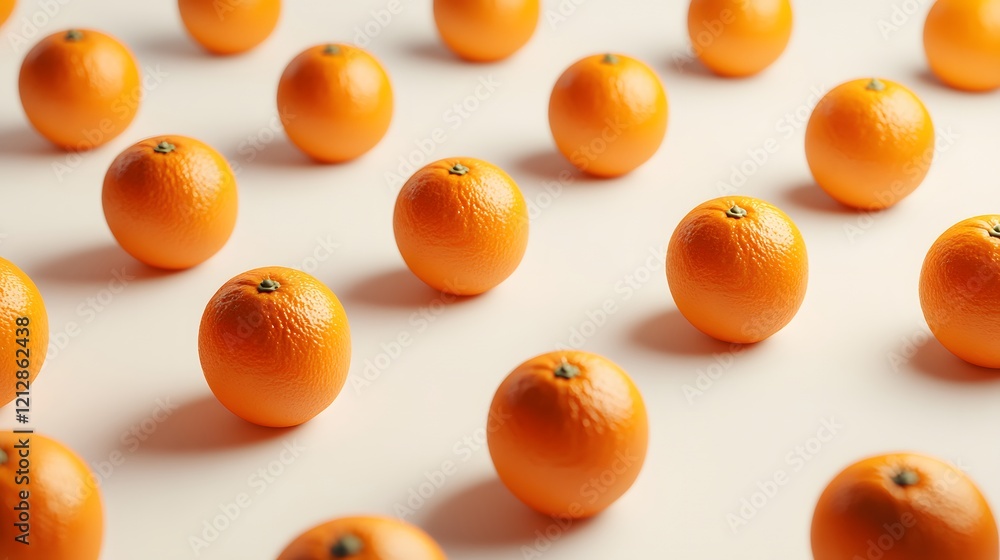 Poster fresh orange fruits arranged in pattern on white background for design use