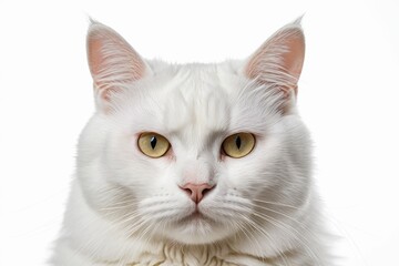there is a white cat sitting on a white surface