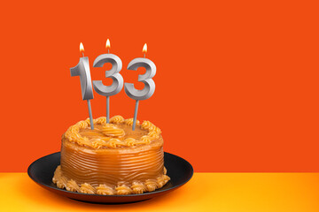 Birthday cake with dulce de leche frosting - Candle number 133