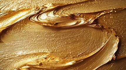 Swirls of gold paint texture background.
