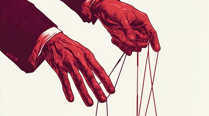 The Master Puppeteer: A Crimson Illustration of Control and Manipulation