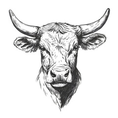 Majestic Bull Head Sketch  Farm Animal  Cattle  Beef  Livestock  Agriculture Illustration