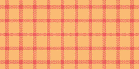 Girl pattern background seamless, exotic check texture tartan. Material fabric plaid textile vector in orange and red colors.