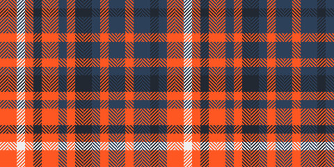 Vibrant orange and navy herringbone plaid pattern.  Perfect for textile design, fashion, autumnal projects, or website backgrounds.  Modern geometric design with seamless repeat.