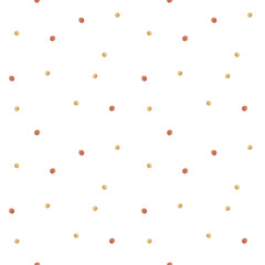 Watercolor seamless pattern with polka dots, confetti, dot. Illustration of a mug in beige, red on a transparent background. Festive New Year print for textiles, fabrics, packaging, clothes, printing