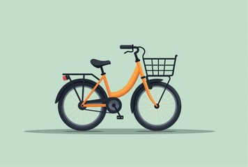 Fototapeta premium Illustration of an Orange Bicycle with Basket and Carrier