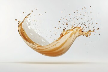 Fototapeta premium Splash or wave of liquid, coffee, milk, cream, water, juice, soap bubbles and more in mid air on white background.