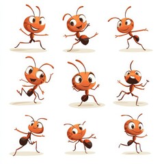 Fototapeta premium Energetic Cartoon Ant Mascots