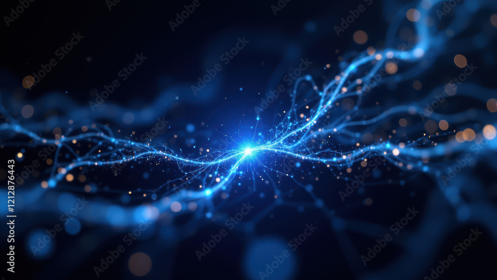 Poster gamma ai - stunning visual representation of artificial intelligence networks with blue electric neu