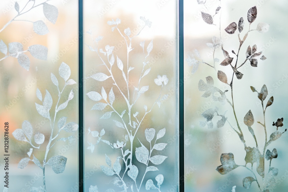 Poster delicate frost patterns embellishing window panes creating an enchanting atmosphere in a tranquil se