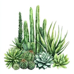 Guzmania Tropical Flower Watercolor White Background