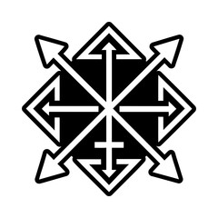 Cross symbol icon in solid style