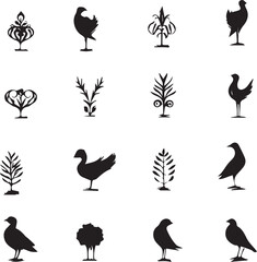 Seamless Pattern Animals Logos with leaves 