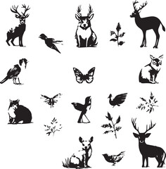 Seamless Pattern Animals Logos with leaves 