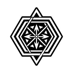 A glyph style icon of hexagon symbol