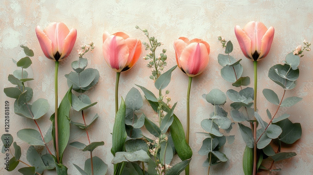 Poster this stunning floral arrangement features delicate pink tulips gracefully positioned alongside fresh