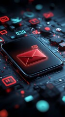 Digital artwork of a smartphone with a glowing red envelope and festive icons surrounding it, blending tradition and tech