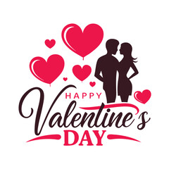 Romantic happy valentines day graphic with couple vector image