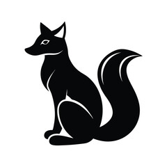 black and white fox vector illustration