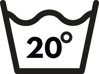 Wash at 20 degree icon isolated on white background . Wash at temperature 20 degrees symbol . Laundry symbol vector