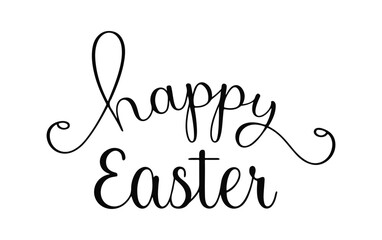 Obraz premium Happy Easter. Inspiring handwritten text. Lettering. Vector illustration. Banner, postcard.