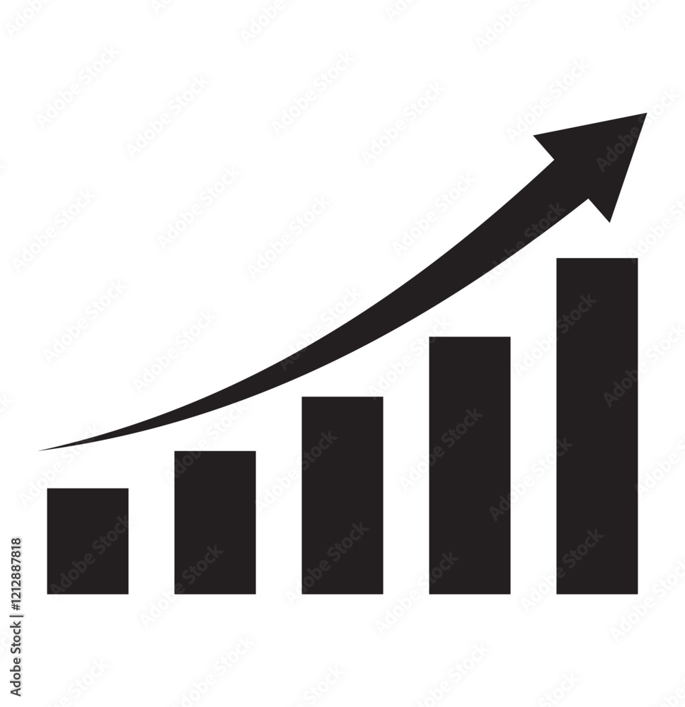 Poster growing graph set. growth success arrow icon. growing graph icon set. growth chart icon. growing bar