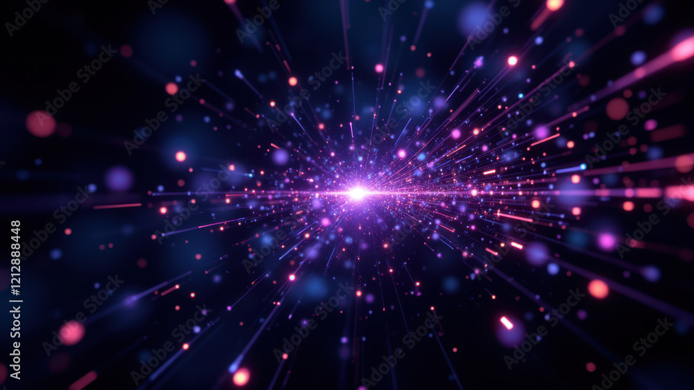 Poster gamma ai starburst explosion with bright light rays in space.