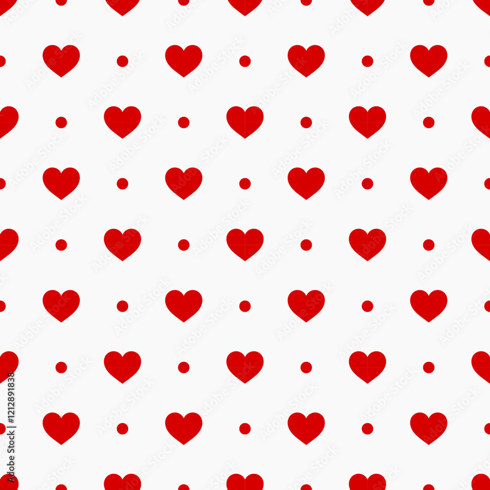 Wall mural red hearts and dots seamless pattern. vector illustration.
