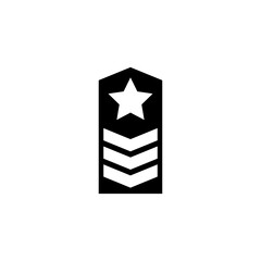 Distinct military rank insignia icon with star and stripes.