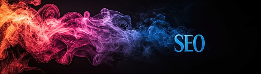 Obraz premium A vibrant swirl of colorful smoke with the word 