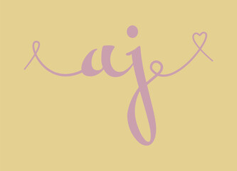 AJ initial wedding monogram calligraphy vector illustration. Hand drawn lettering a and j love logo design for valentines day poster, greeting card