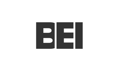 BEI logo design template with strong and modern bold text. Initial based vector logotype featuring simple and minimal typography. Trendy company identity.