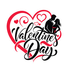 Romantic happy valentines day graphic with couple vector image