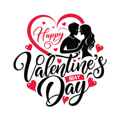Romantic happy valentines day graphic with couple vector image