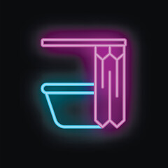 Neon bath tub shower curtain minimalist icon representing hygiene and cleanliness