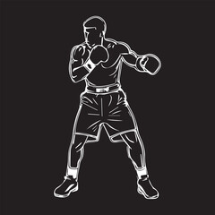A boxing coloring page line art design in white background