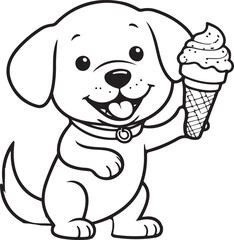 A dog coloring page line art design in white background