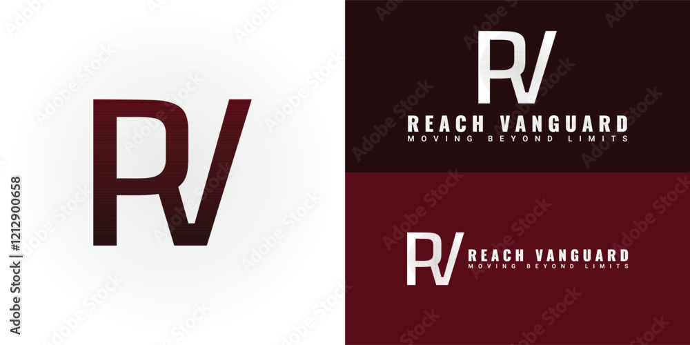 Poster the dynamic logo design features the initials rv elegantly intertwined, creating a unique and visual
