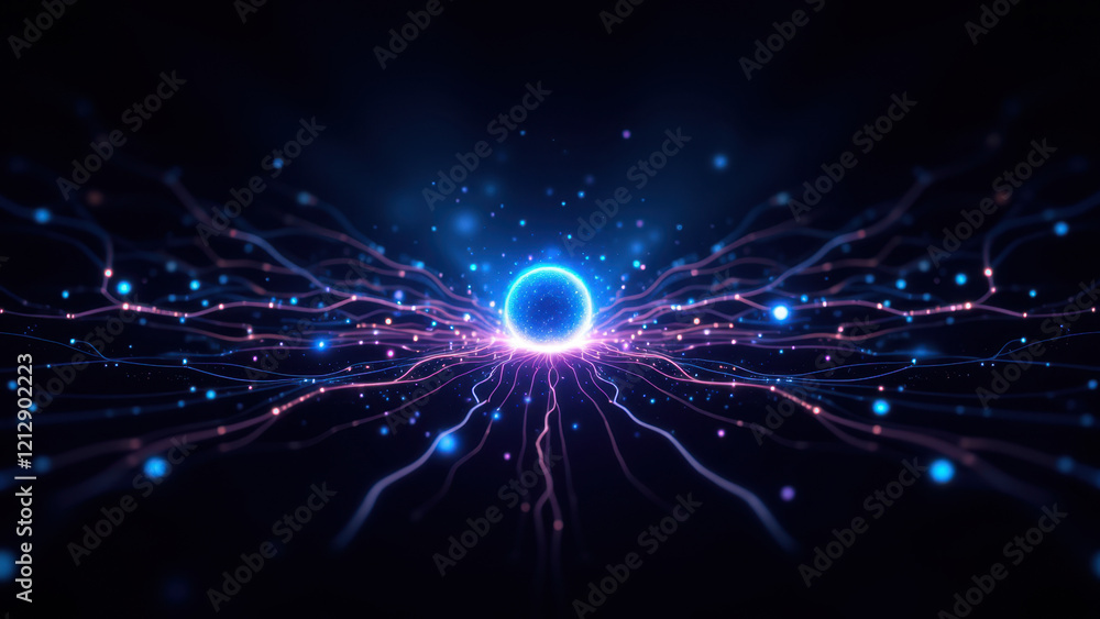 Poster futuristic abstract design with ai-themed elements.