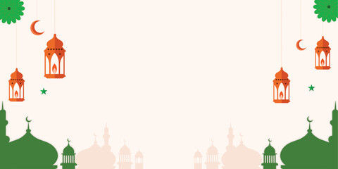 Islamic background vector with mosque