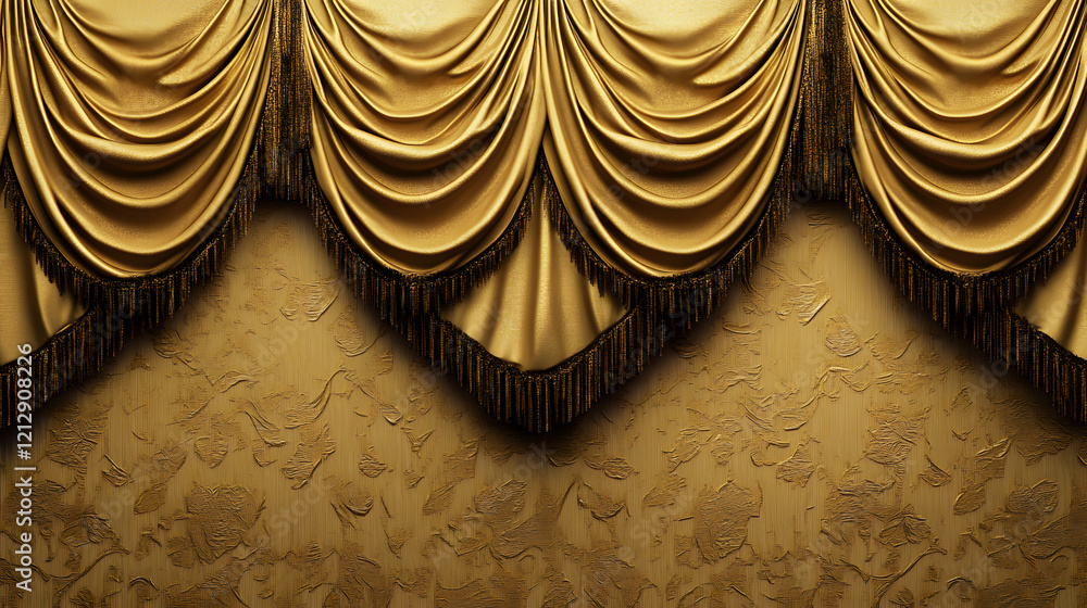 Poster luxurious golden background with satin drapery. 3d illustration, 3d rendering.3d abstract modern bus