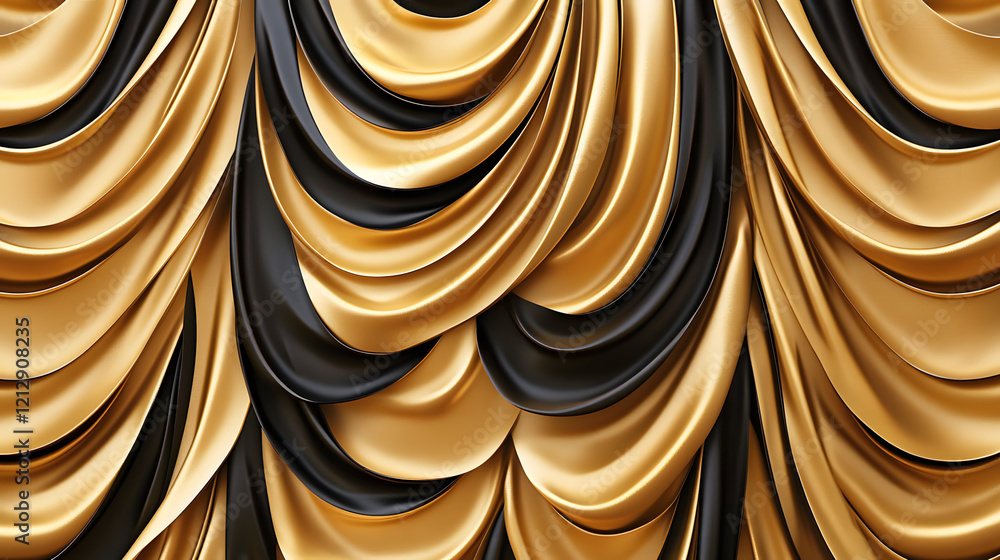 Poster luxurious golden background with satin drapery. 3d illustration, 3d rendering.3d abstract modern bus