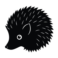Hedgehog Head Silhouette Vector Art, Black Color Design Illustration