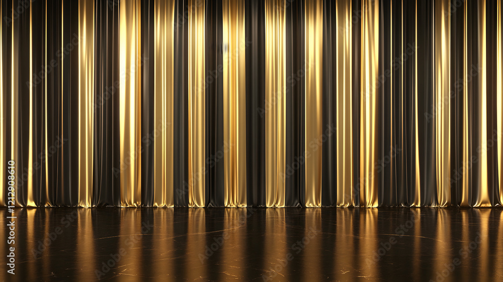 Poster luxurious golden background with satin drapery. 3d illustration, 3d rendering.3d abstract modern bus