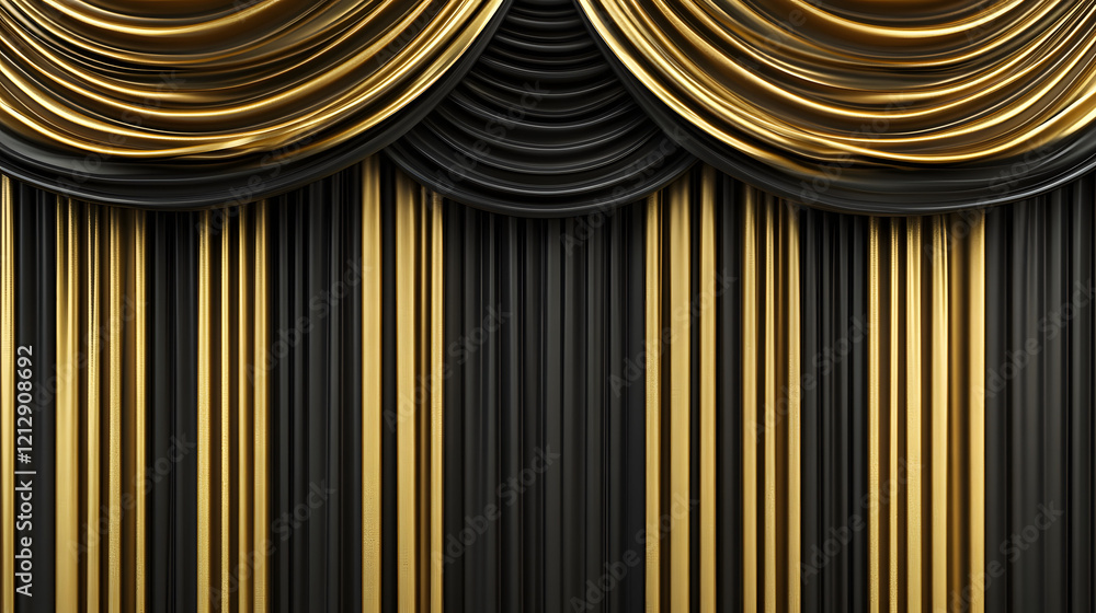 Poster luxurious golden background with satin drapery. 3d illustration, 3d rendering.3d abstract modern bus