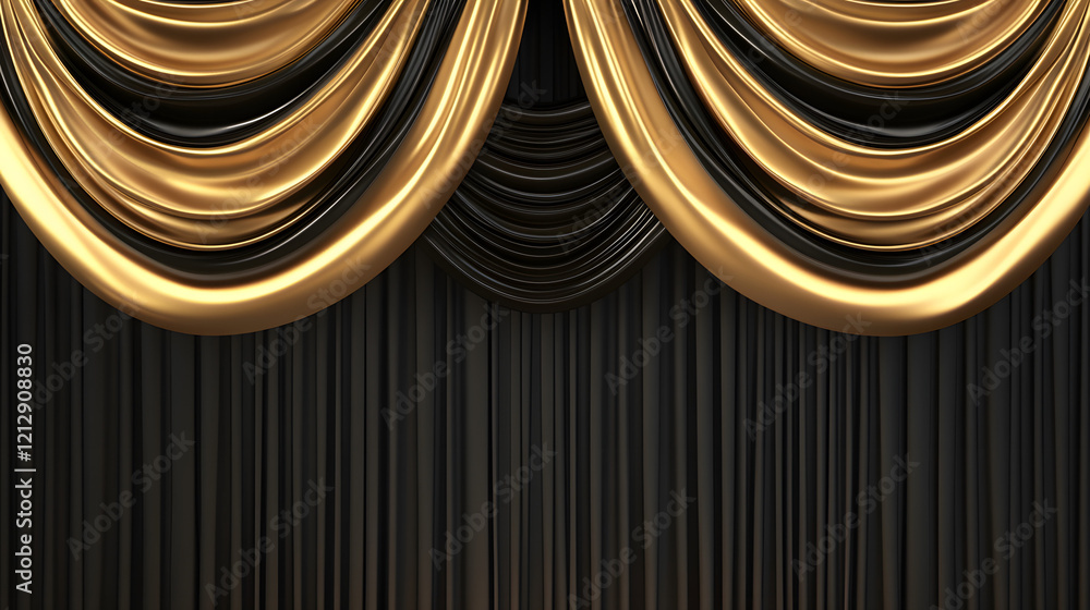 Poster luxurious golden background with satin drapery. 3d illustration, 3d rendering.3d abstract modern bus
