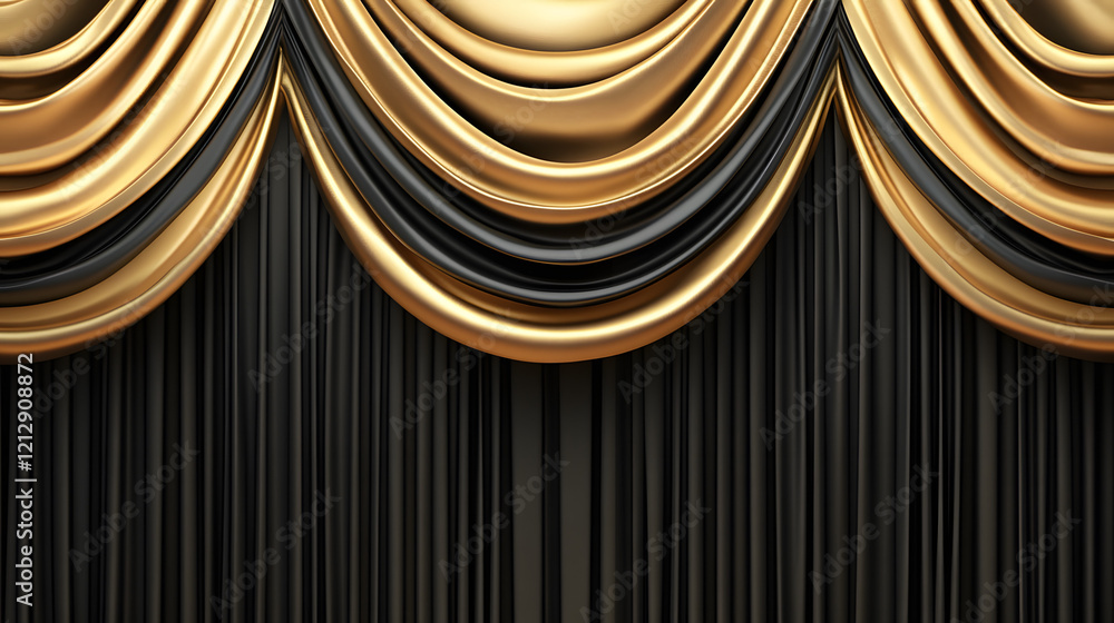 Poster luxurious golden background with satin drapery. 3d illustration, 3d rendering.3d abstract modern bus