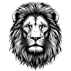 Obraz premium Majestic Lion Head Black and White Wildlife Animal Portrait Graphic Design King of th
